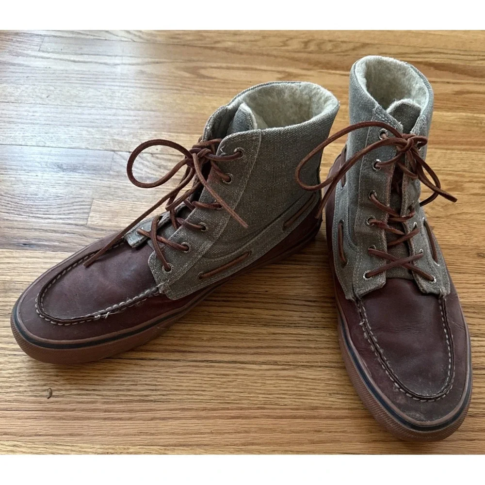 Men's Vintage Authentic Sperry Top-Sider Leather and Canvas Duck Boots Size 13
